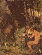 Hans von Marees Abendliche Waldszene oil painting on canvas